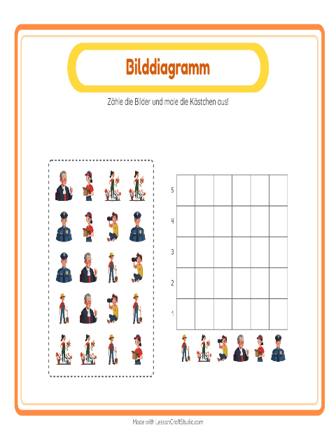 Vorschau: Tabelle zählen-Arbeitsblatt mit Berufe für Kindergarten
