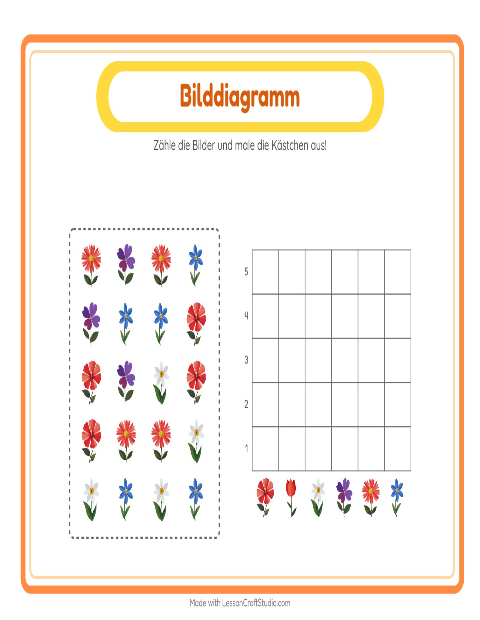 Vorschau: Tabelle zählen-Arbeitsblatt mit Blumen für Kindergarten