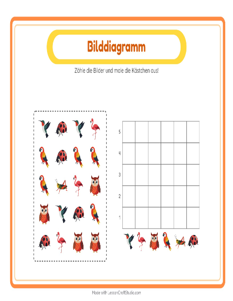 Vorschau: Tabelle zählen-Arbeitsblatt mit Dinge die fliegen für Kindergarten
