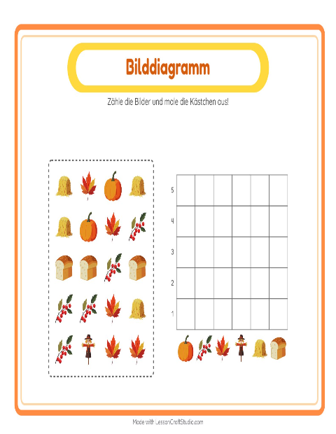 Vorschau: Tabelle zählen-Arbeitsblatt mit Erntedankfest für Kindergarten