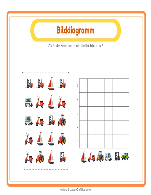Vorschau: Tabelle zählen-Arbeitsblatt mit Fahrzeuge für Kindergarten