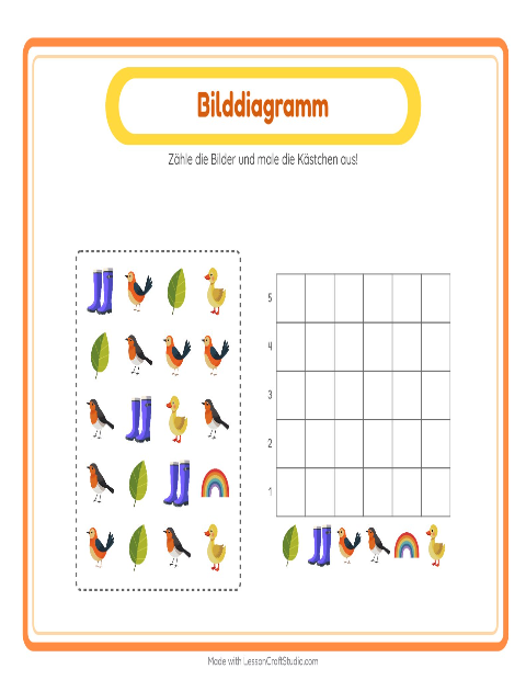 Vorschau: Tabelle zählen-Arbeitsblatt mit Frühling für Kindergarten