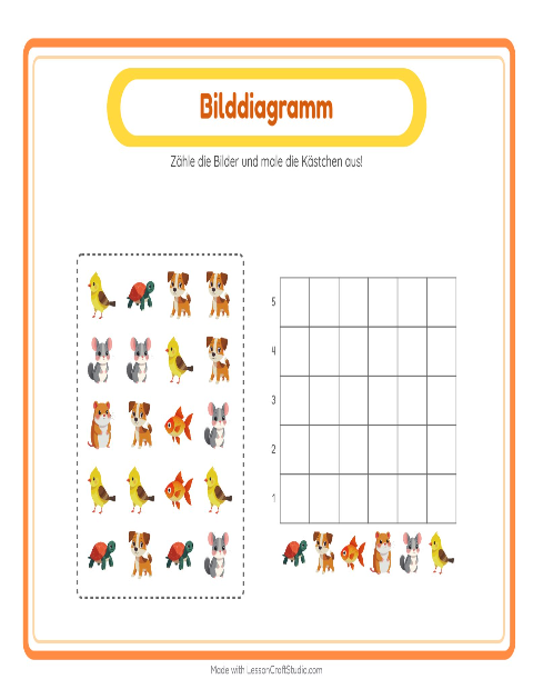 Vorschau: Tabelle zählen-Arbeitsblatt mit Haustiere für Kindergarten