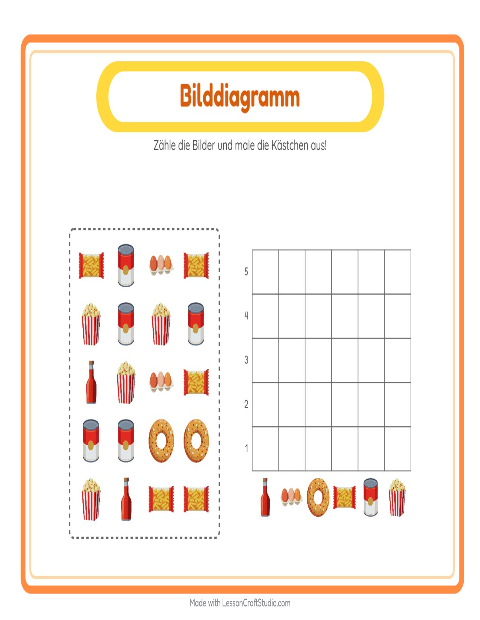 Vorschau: Tabelle zählen-Arbeitsblatt mit Im Supermarkt für Kindergarten