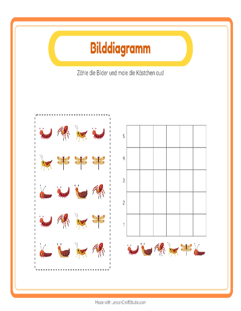 Vorschau: Tabelle zählen-Arbeitsblatt mit Insekten und Käfer für Kindergarten