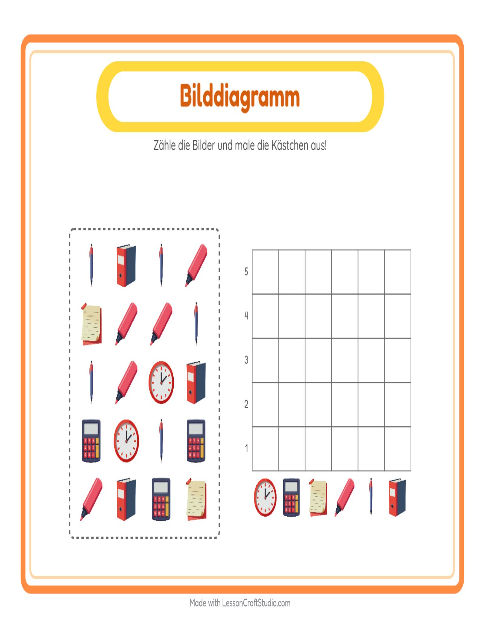 Vorschau: Tabelle zählen-Arbeitsblatt mit Klassenzimmer für Kindergarten