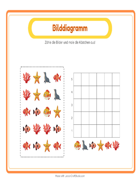 Vorschau: Tabelle zählen-Arbeitsblatt mit Meeresleben für Kindergarten