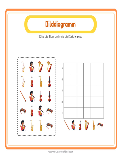 Vorschau: Tabelle zählen-Arbeitsblatt mit Musik für Kindergarten