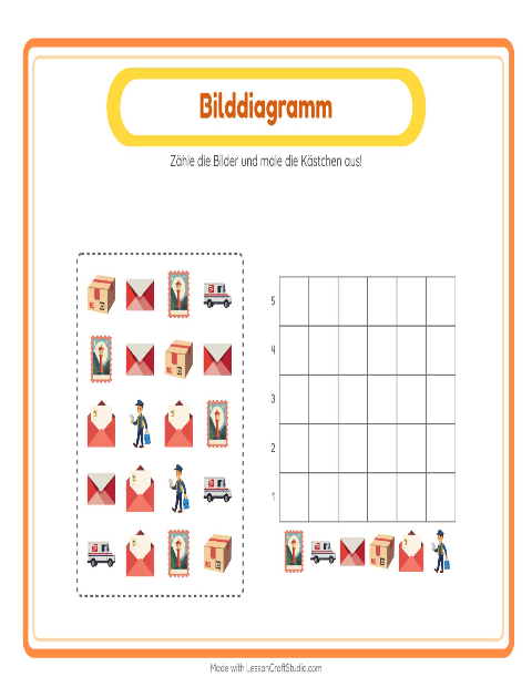 Vorschau: Tabelle zählen-Arbeitsblatt mit Postamt für Kindergarten