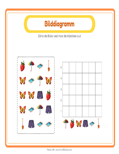 Vorschau: Tabelle zählen-Arbeitsblatt mit Sommer für Kindergarten