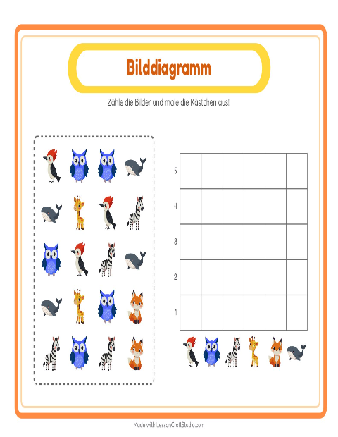 Vorschau: Tabelle zählen-Arbeitsblatt mit Tiere für Kindergarten