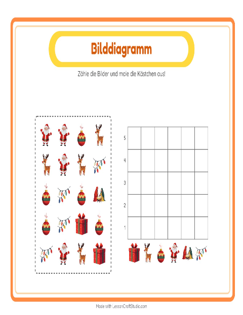 Vorschau: Tabelle zählen-Arbeitsblatt mit Weihnachten für Kindergarten