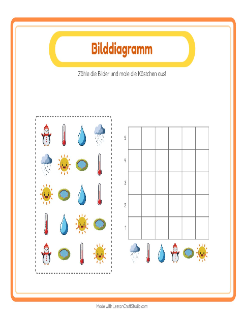 Vorschau: Tabelle zählen-Arbeitsblatt mit Wetter für Kindergarten