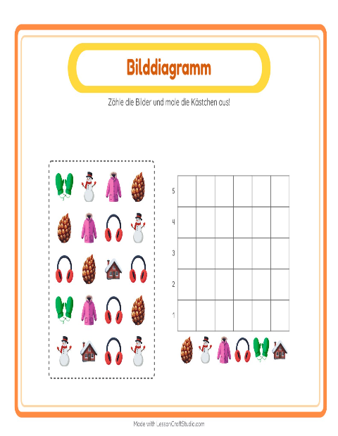 Vorschau: Tabelle zählen-Arbeitsblatt mit Winter für Kindergarten