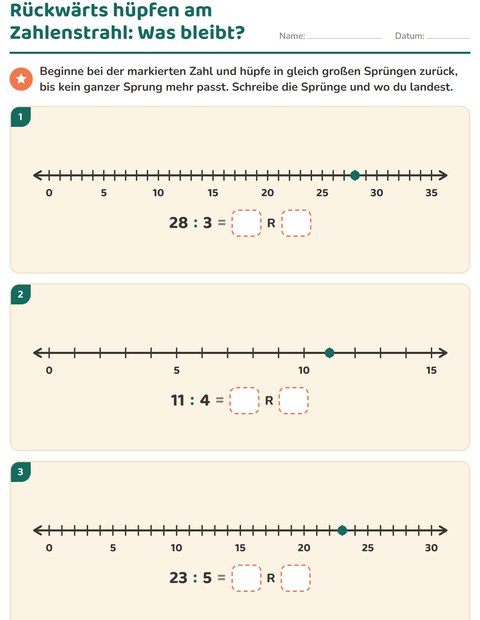 Vorschau: Teilen mit Rest-Arbeitsblatt für 3. Klasse