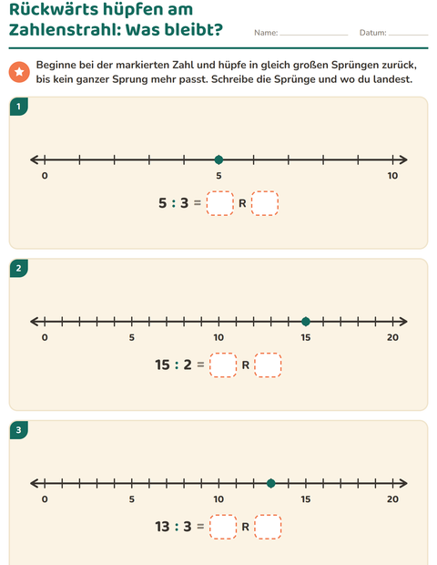 Vorschau: Teilen mit Rest-Arbeitsblatt für 3. Klasse