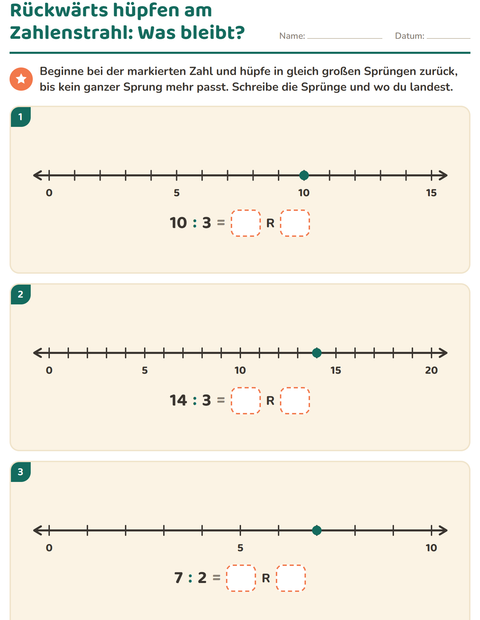 Vorschau: Teilen mit Rest-Arbeitsblatt für 3. Klasse
