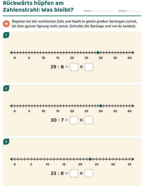 Vorschau: Teilen mit Rest-Arbeitsblatt für 3. Klasse