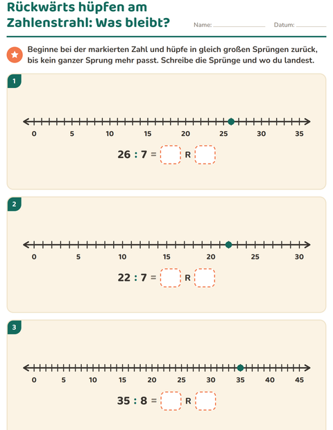 Vorschau: Teilen mit Rest-Arbeitsblatt für 3. Klasse