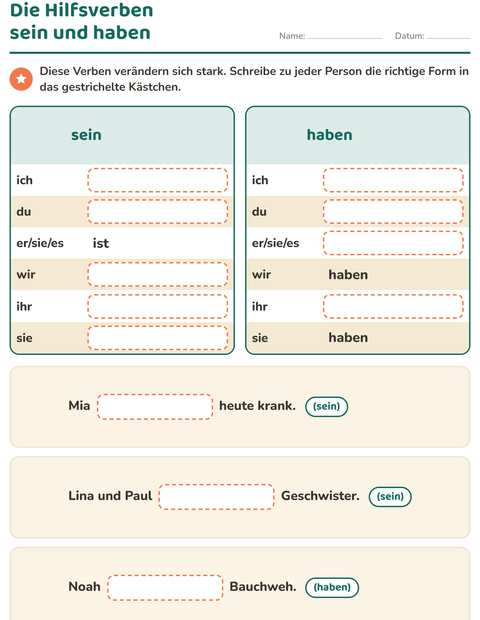 Vorschau: Verbformen-Arbeitsblatt für 2. Klasse