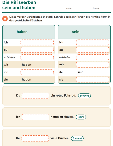 Vorschau: Verbformen-Arbeitsblatt für 2. Klasse