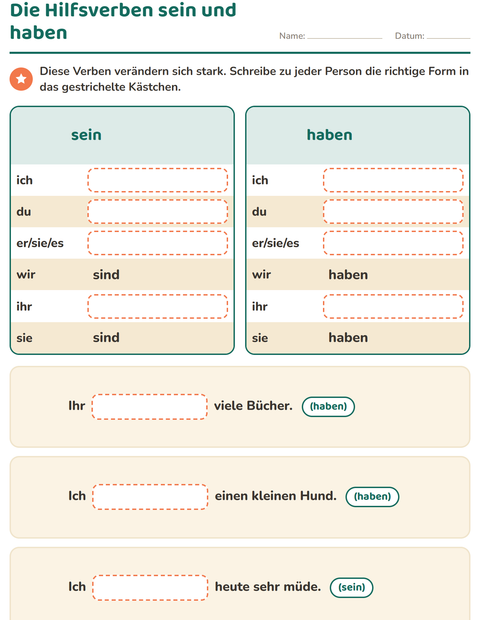Die Hilfsverben sein und haben – zwei Tabellen, die keiner Regel folgen