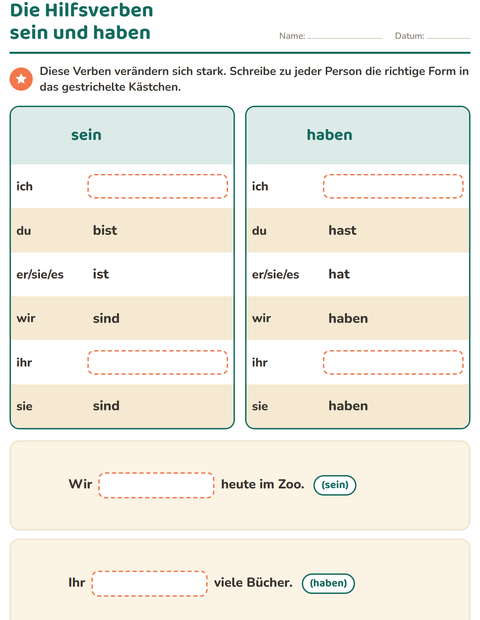 Vorschau: Verbformen-Arbeitsblatt für 2. Klasse