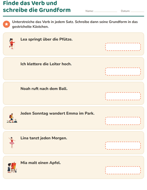 Vorschau: Verbformen-Arbeitsblatt für 2. Klasse