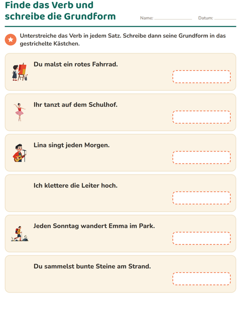 Vorschau: Verbformen-Arbeitsblatt für 2. Klasse