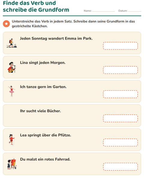 Vorschau: Verbformen-Arbeitsblatt für 2. Klasse