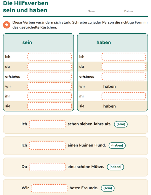 Vorschau: Verbformen-Arbeitsblatt für 2. Klasse
