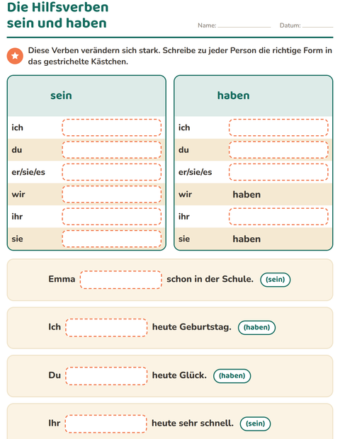 Vorschau: Verbformen-Arbeitsblatt für 2. Klasse