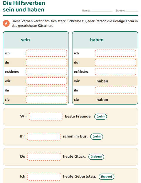 Vorschau: Verbformen-Arbeitsblatt für 2. Klasse