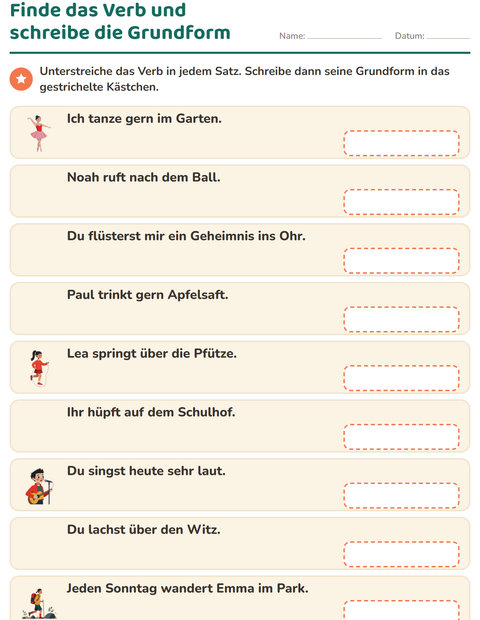 Vorschau: Verbformen-Arbeitsblatt für 2. Klasse