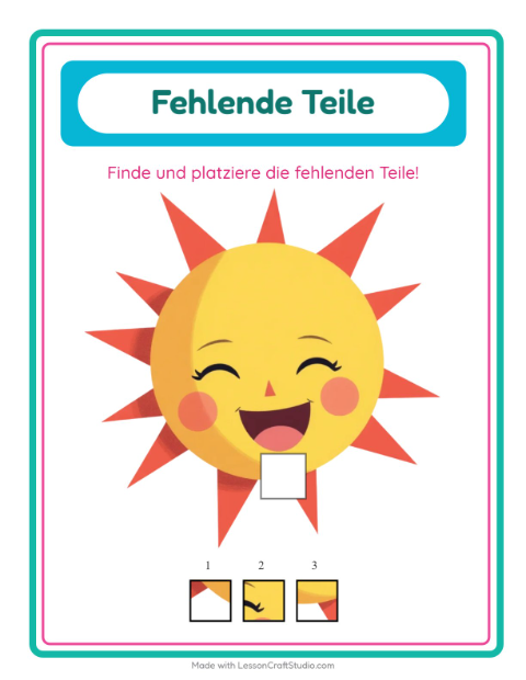 Vorschau: Was fehlt-Arbeitsblatt mit Frühling für Kindergarten
