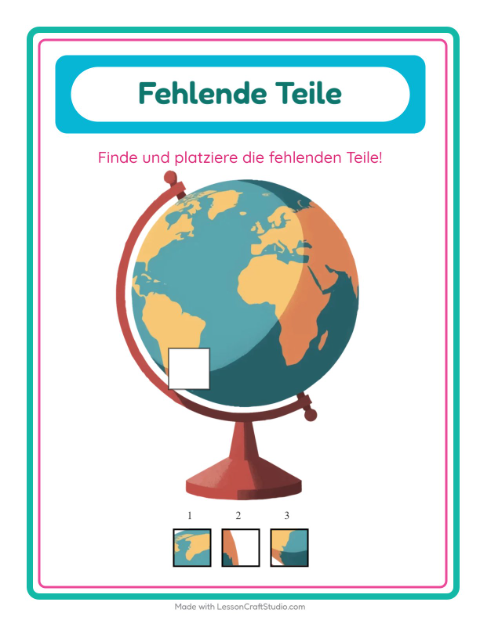 Vorschau: Was fehlt-Arbeitsblatt mit Klassenzimmer für Kindergarten