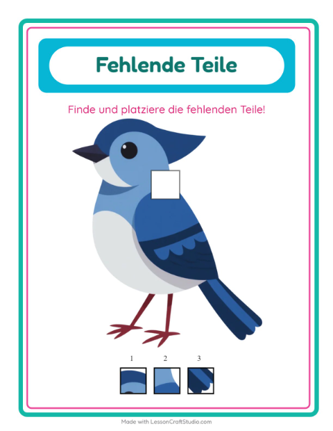 Was fehlt (ein Teil) – Vögel 2
