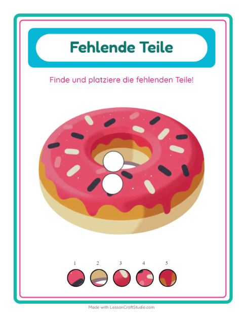 Vorschau: Was fehlt-Arbeitsblatt mit Bäckerei für Kindergarten