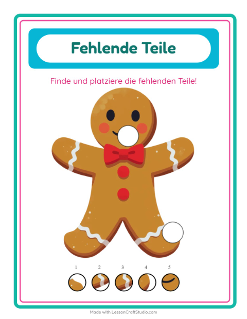 Vorschau: Was fehlt-Arbeitsblatt mit Desserts und Süßigkeiten für Kindergarten