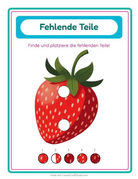 Vorschau: Was fehlt-Arbeitsblatt mit Sommer für Kindergarten