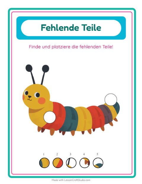 Vorschau: Was fehlt-Arbeitsblatt mit Waldtiere für Kindergarten