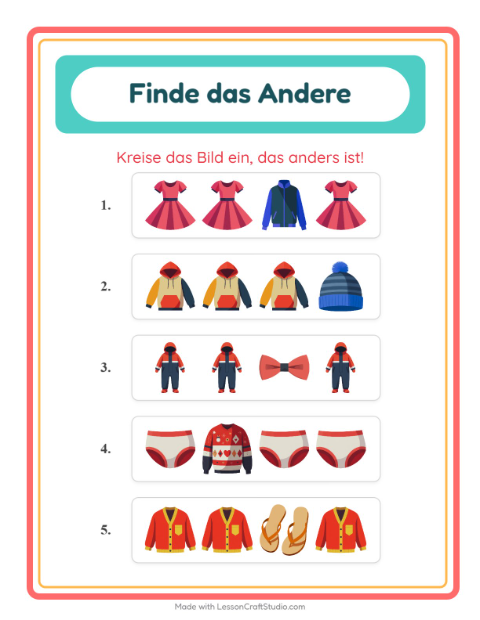 Was passt nicht – Kleidung