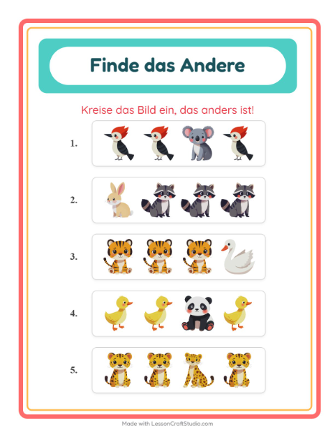 Was passt nicht? Mit Kühen, Schafen und Hühnern – Arbeitsblatt für die Vorschule — 2