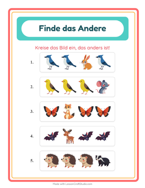 Was passt nicht – Waldtiere
