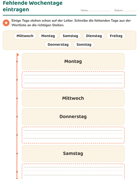 Fehlende Wochentage eintragen