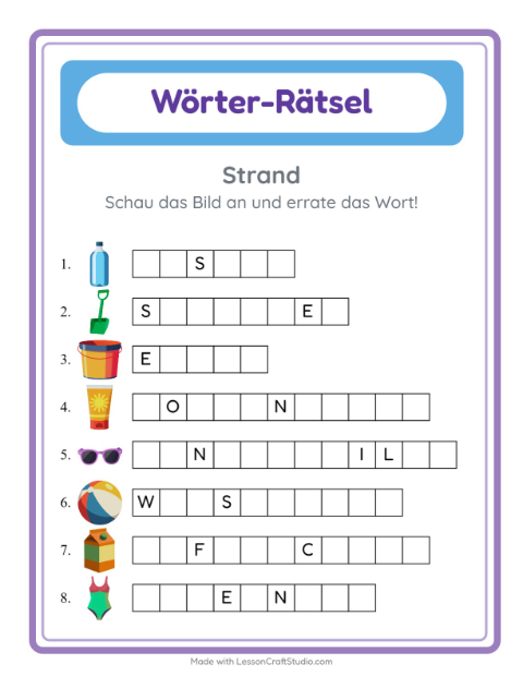 Wörter schreiben – Strand