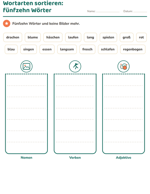 Vorschau: Wortarten-Arbeitsblatt mit Frühling für 2. Klasse