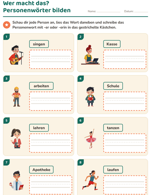 Vorschau: Wortfamilien, Vorsilben und Nachsilben-Arbeitsblatt für 3. Klasse