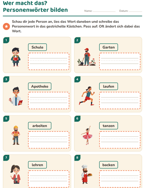 Vorschau: Wortfamilien, Vorsilben und Nachsilben-Arbeitsblatt für 3. Klasse