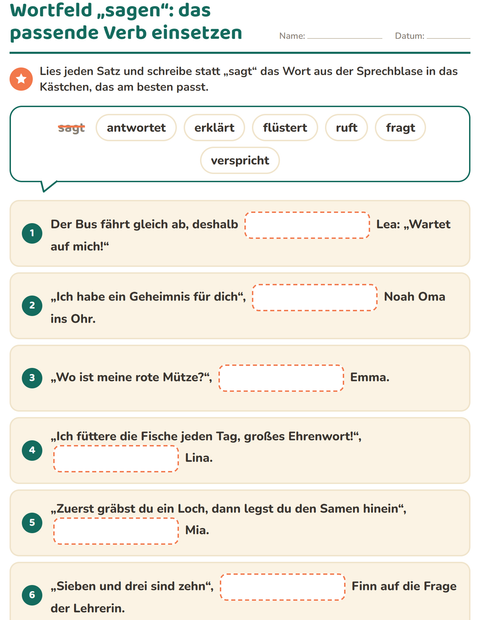 Wortfeld „sagen“: das passende Verb einsetzen
